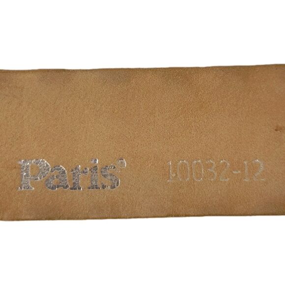 Paris Suede Leather Belt 46” Top Grain Cowhide Tan Minimalist Gold Buckle main image 6